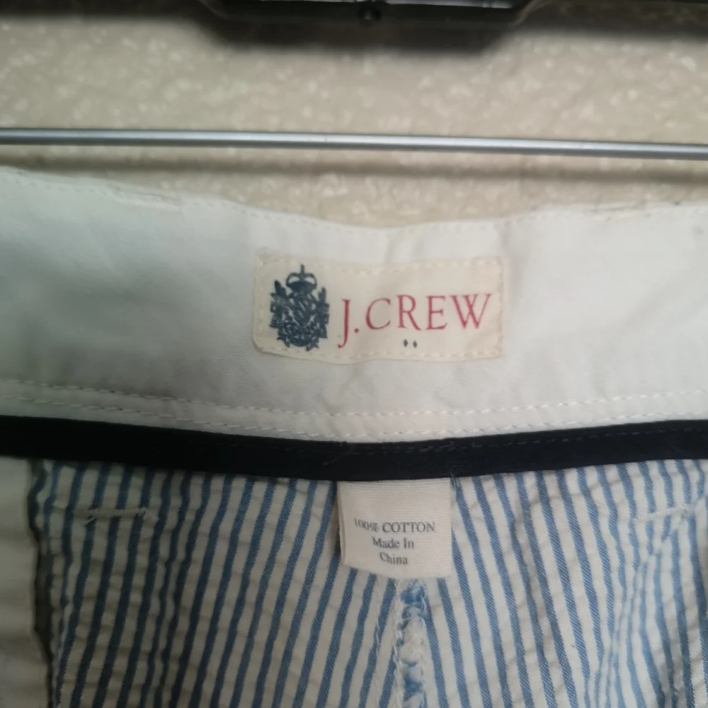 J.Crew Factory shorts men size 36 blue/white stripes 100% cotton vacation casual